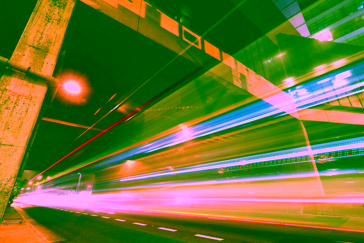 Street with blurred traffic