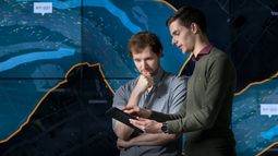 Analysis of river map with flow markers, emphasizing data-driven decision-making in hydraulic and geo-structural engineering.