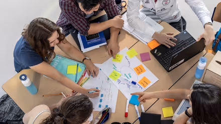 Students working on a case