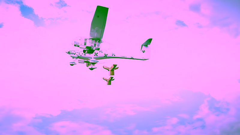 Airplane dropping off aid packages