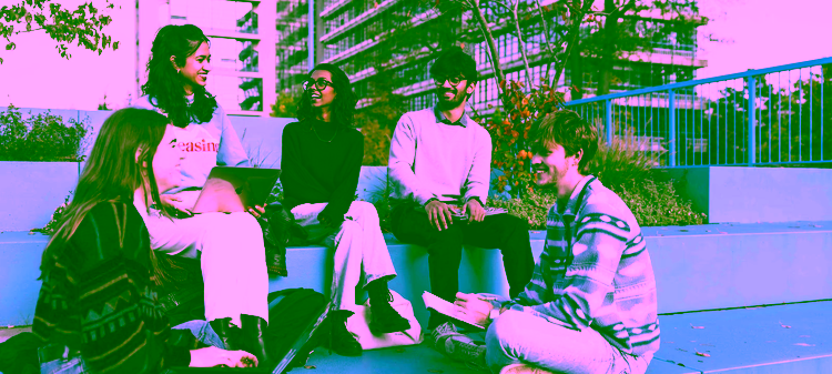 Students having a chat outside