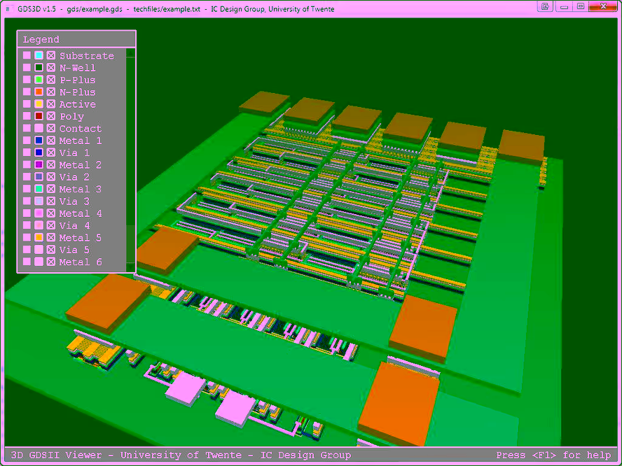 3D view of a chip layout