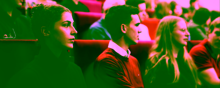 Prospective students in a lecture hall during an Open Day