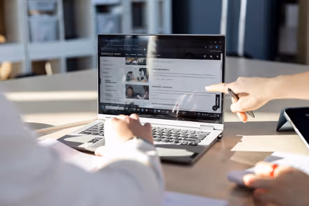 Open laptop on table