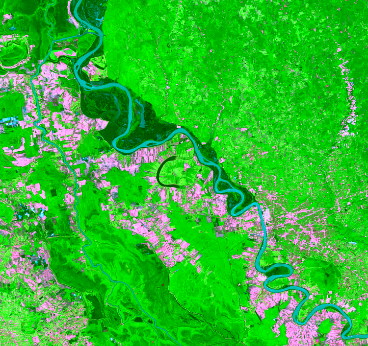 View from above, river, land