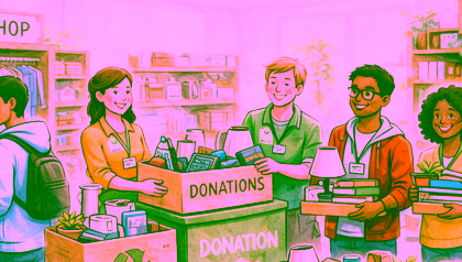 Illustration of the UT Give & Care Shop
