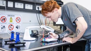 Bachelor Electrical Engineering student working on project