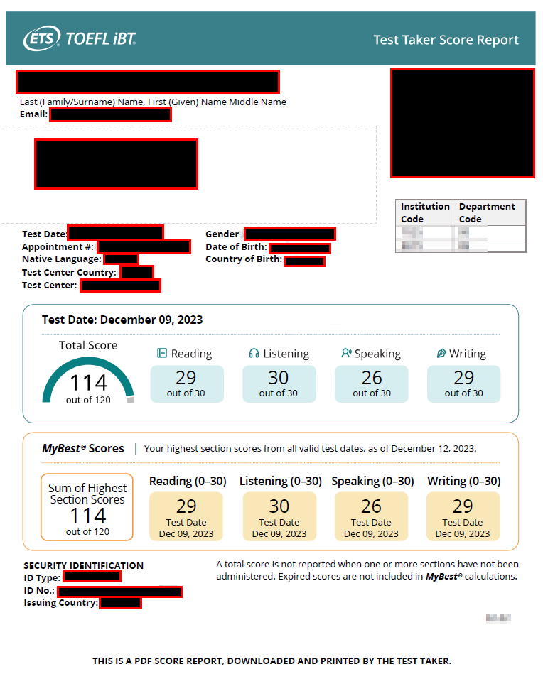example toefl report (from 13 november 2023)