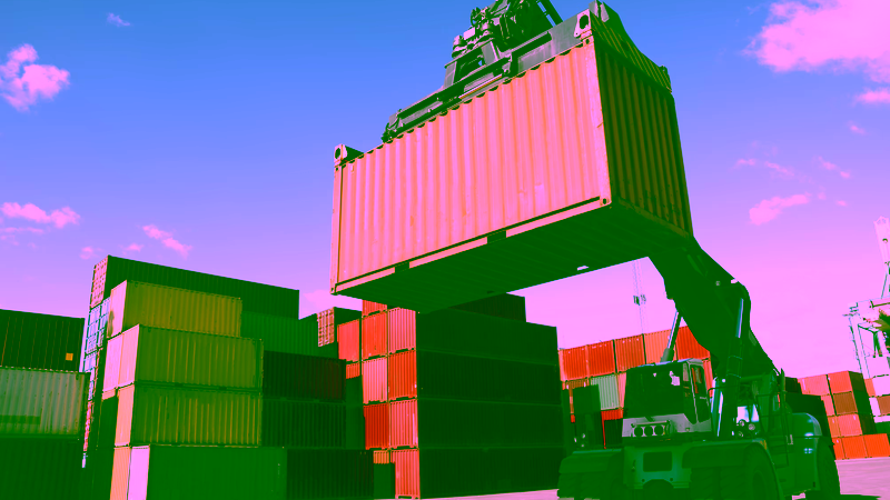 Truck moves containers