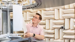 Testing setup in anechoic chamber, illustrating precision measurement and noise control in aerospace engineering.