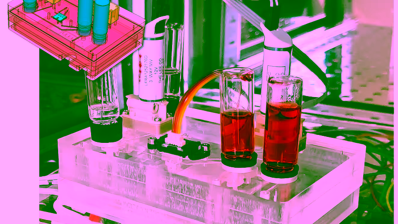 Overview of a fluidic circuit board with various modules