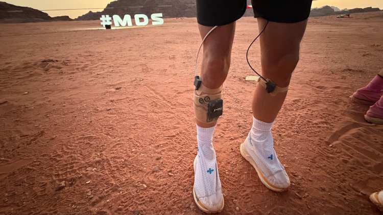 Wearable sensor package in the Wadi Rum desert.