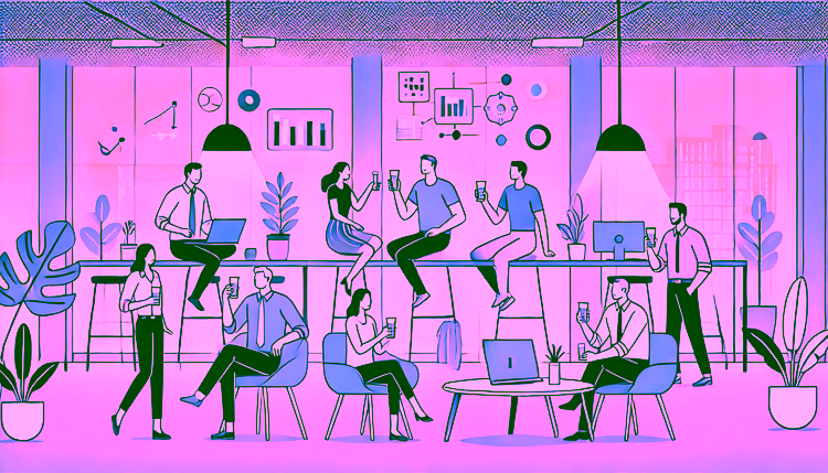 vector illustration of data scientists having drinks