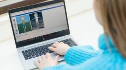 Laptop screen with educational images